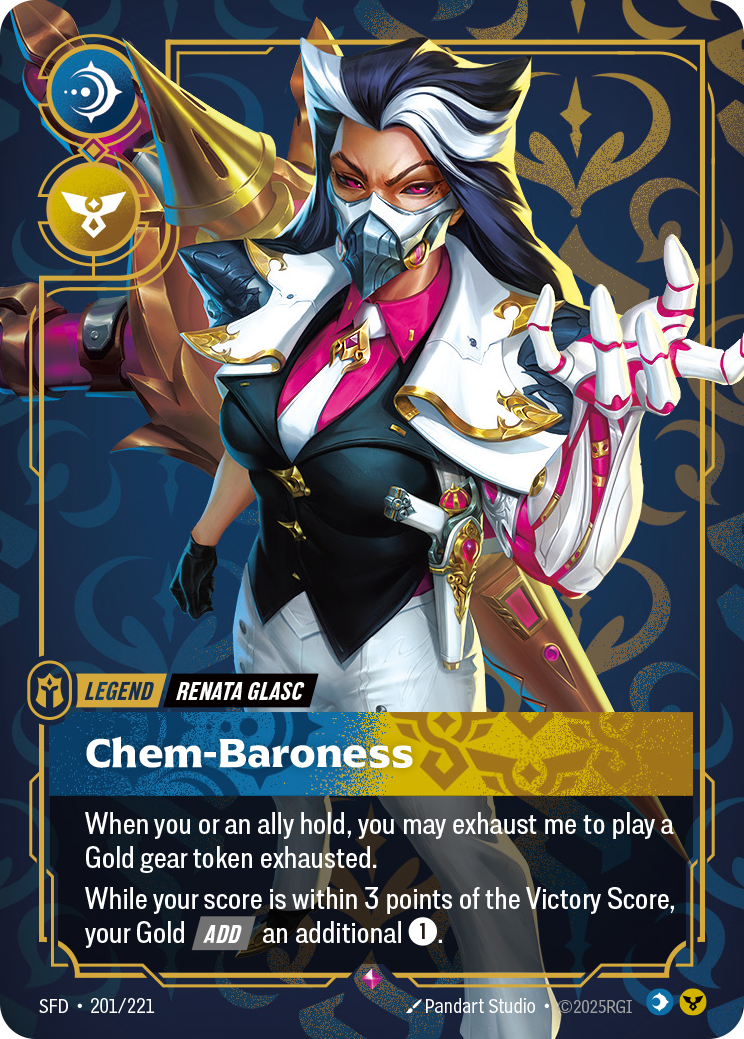 Renata Glasc, Chem-Baroness SFD-201 - Riftbound Standard Art, English reference artwork