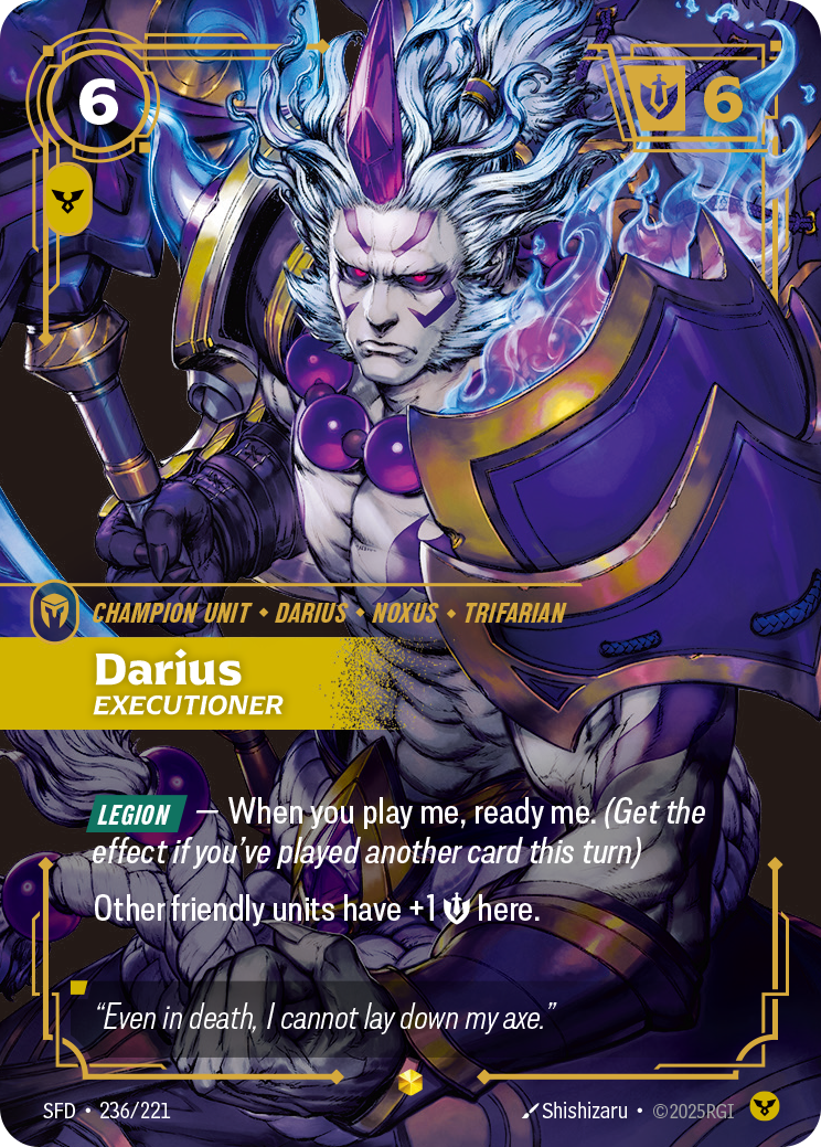Darius, Executioner (Overnumbered) SFD-236 - Riftbound Overnumbered, English reference artwork