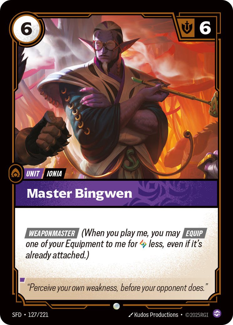 Master Bingwen SFD-127 - Riftbound Standard Art, English reference artwork