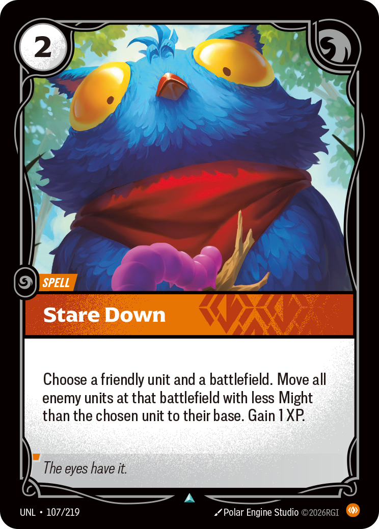 Stare Down UNL-107 - Riftbound Standard Art, English reference artwork