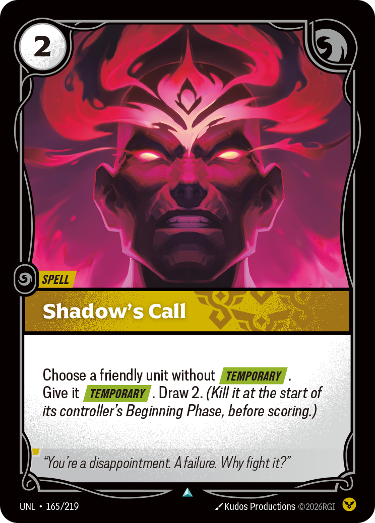 Shadow's Call UNL-165 - Riftbound Standard Art, English reference artwork