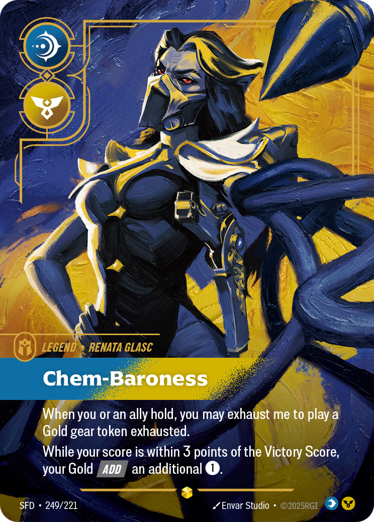 Renata Glasc, Chem-Baroness (Overnumbered) SFD-249 - Riftbound Overnumbered, English reference artwork
