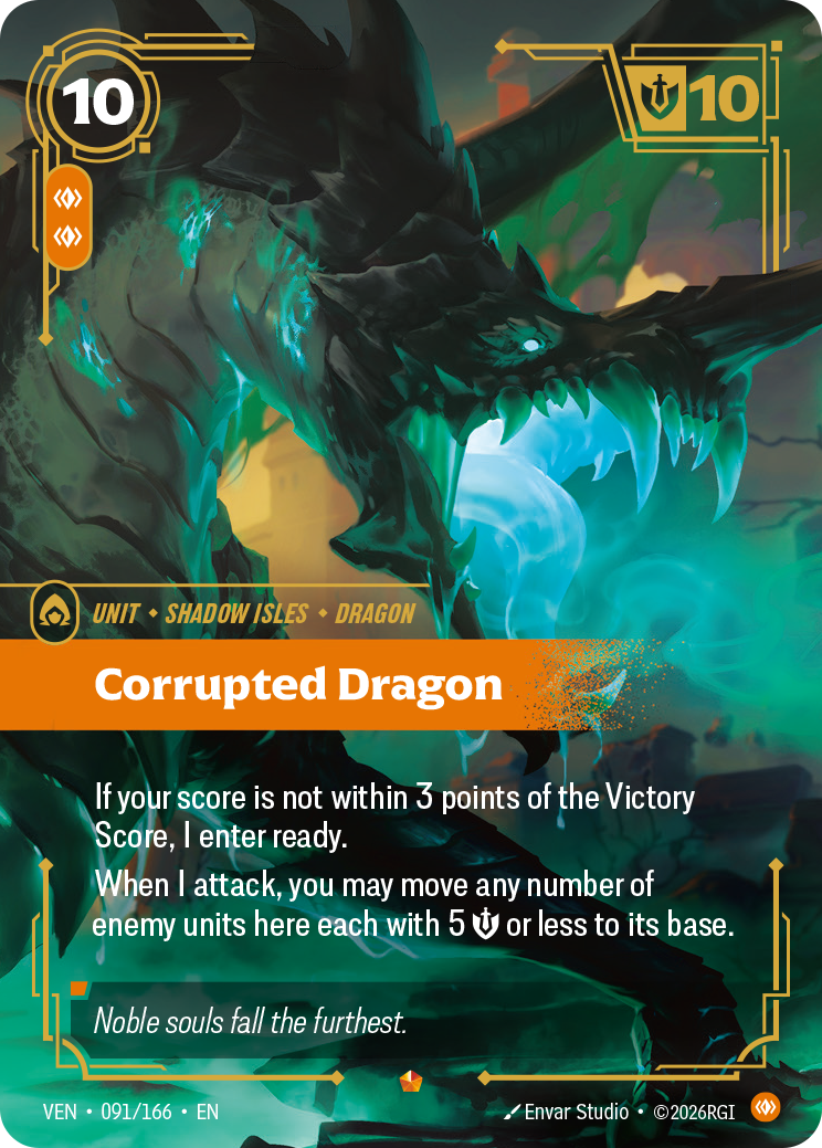 Corrupted Dragon VEN-091 - Riftbound Standard Art, English reference artwork
