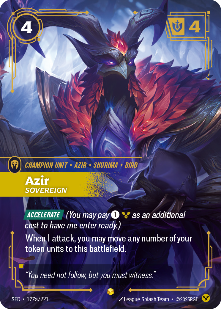 Azir, Sovereign (Alternate Art) SFD-177A - Riftbound Alternate Art, English reference artwork