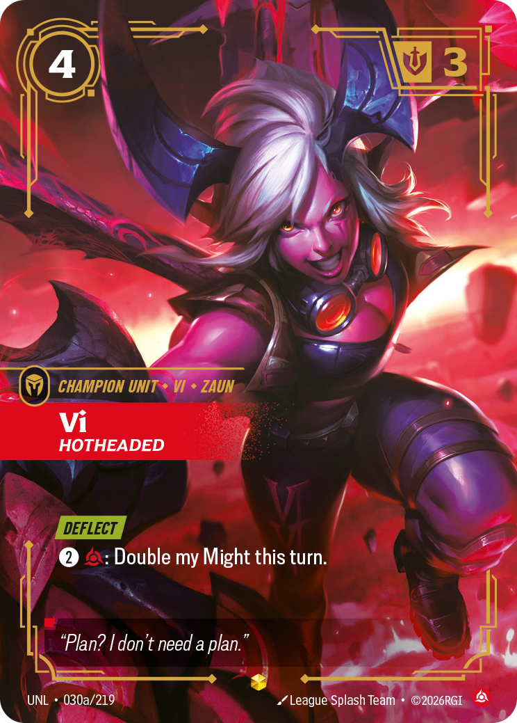 Vi, Hotheaded (Alternate Art) UNL-030A - Riftbound Alternate Art, English reference artwork