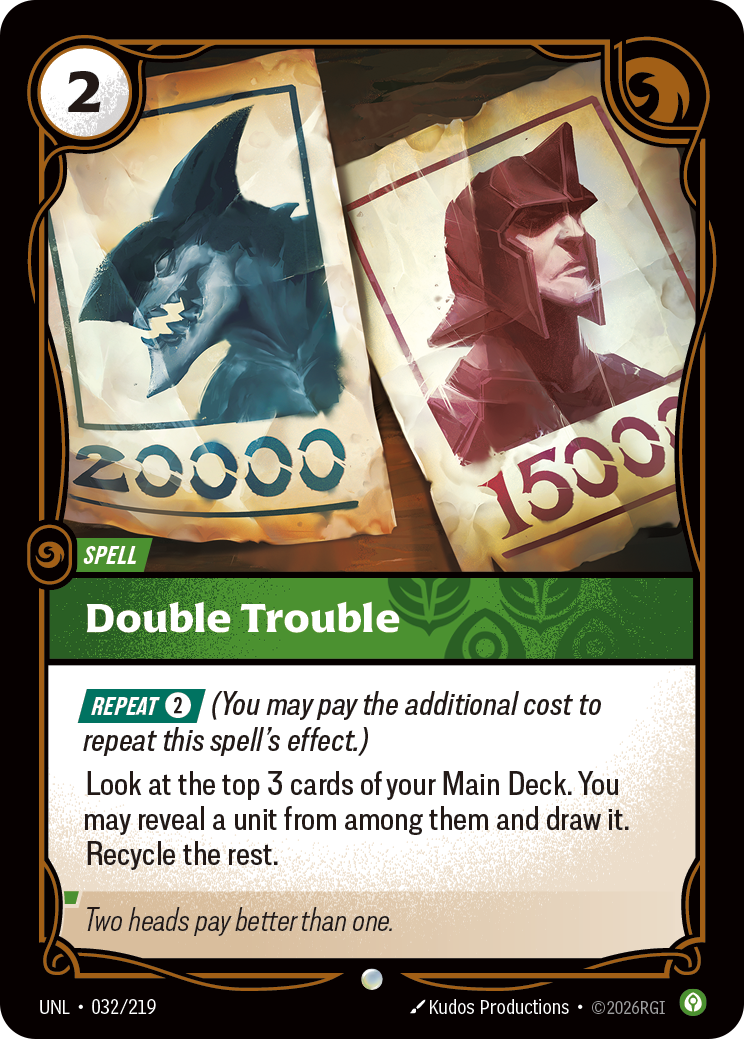 Double Trouble UNL-032 - Riftbound Standard Art, English reference artwork