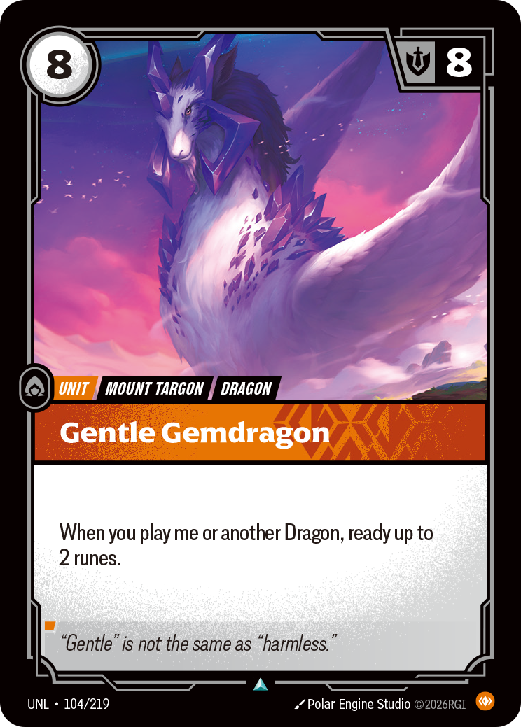 Gentle Gemdragon UNL-104 - Riftbound Standard Art, English reference artwork