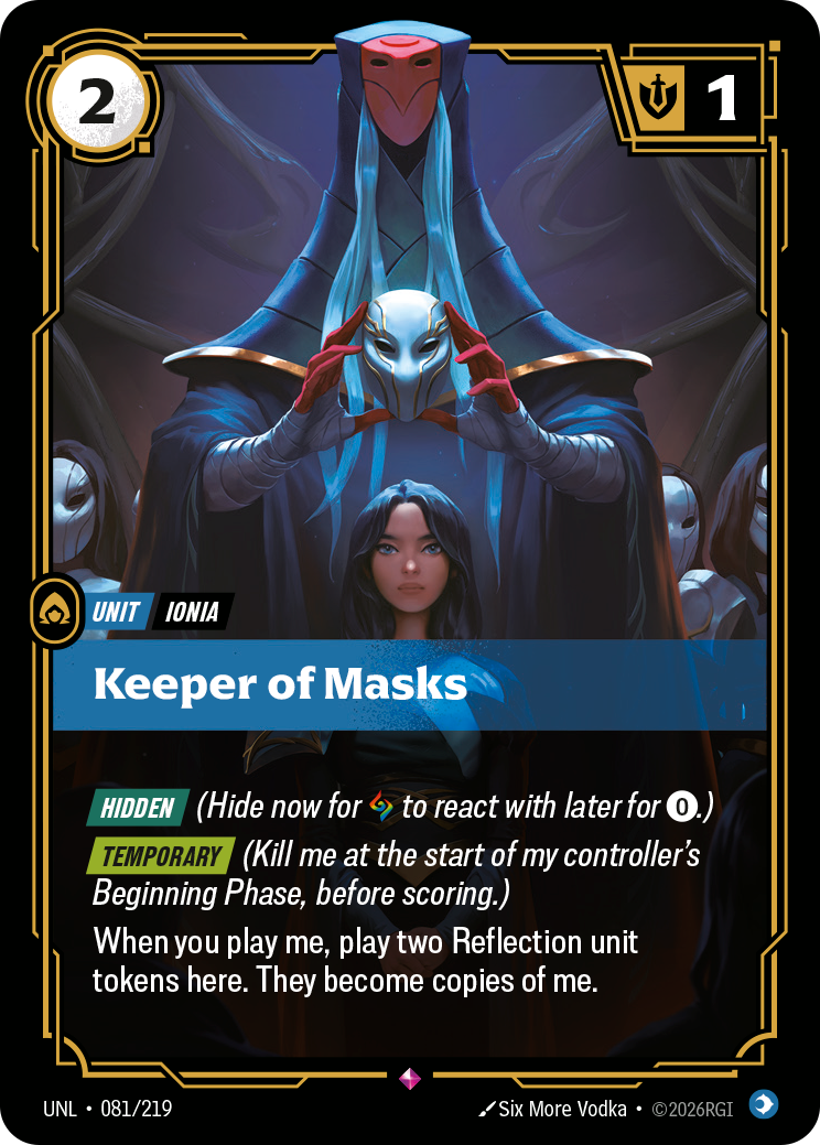 Keeper of Masks UNL-081 - Riftbound Standard Art, English reference artwork