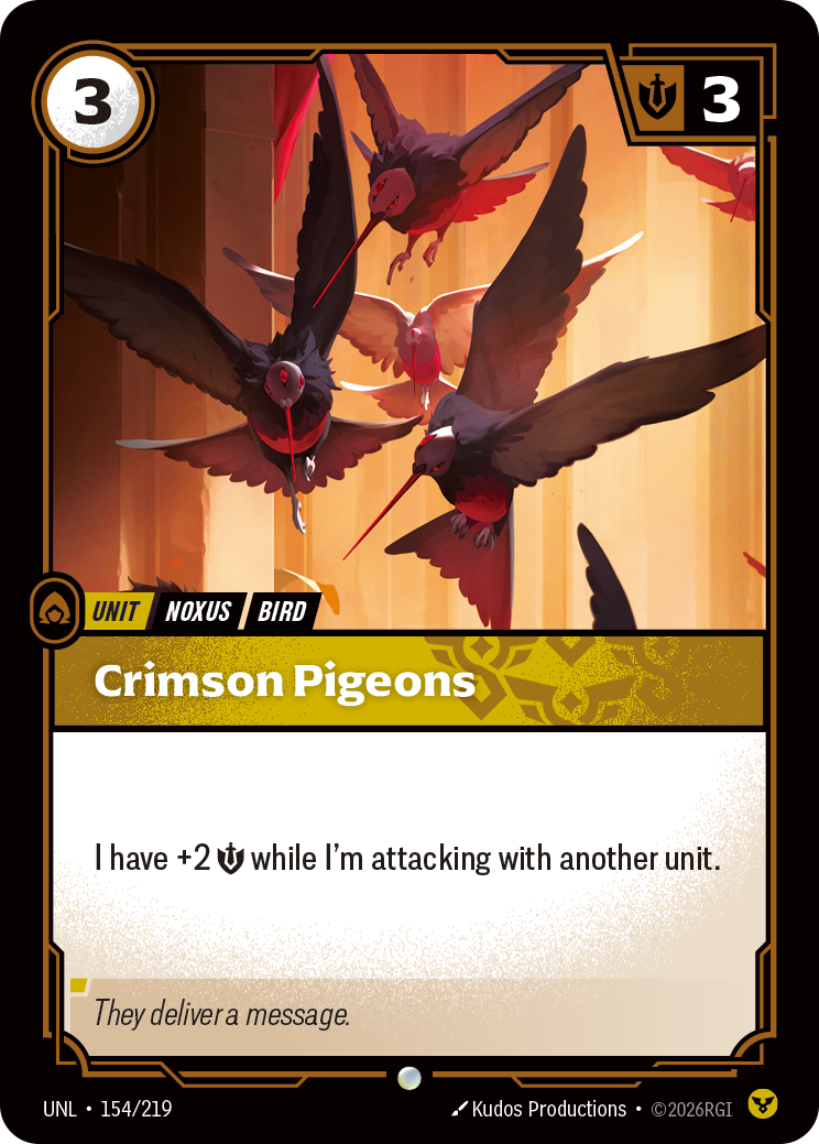 Crimson Pigeons UNL-154 - Riftbound Standard Art, English reference artwork