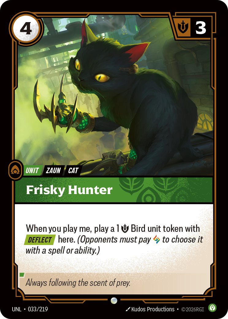 Frisky Hunter UNL-033 - Riftbound Standard Art, English reference artwork