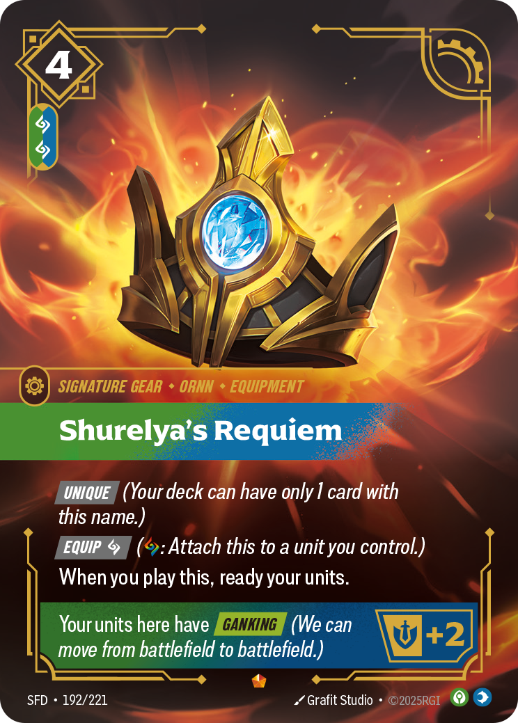 Shurelya's Requiem SFD-192 - Riftbound Standard Art, English reference artwork