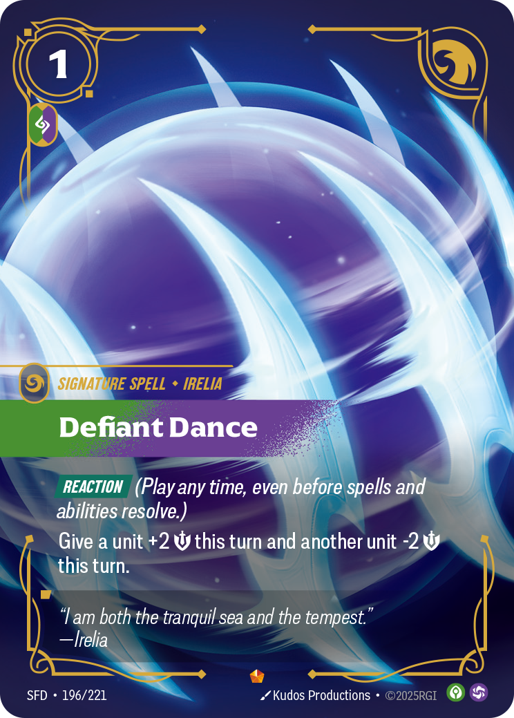 Defiant Dance SFD-196 - Riftbound Standard Art, English reference artwork