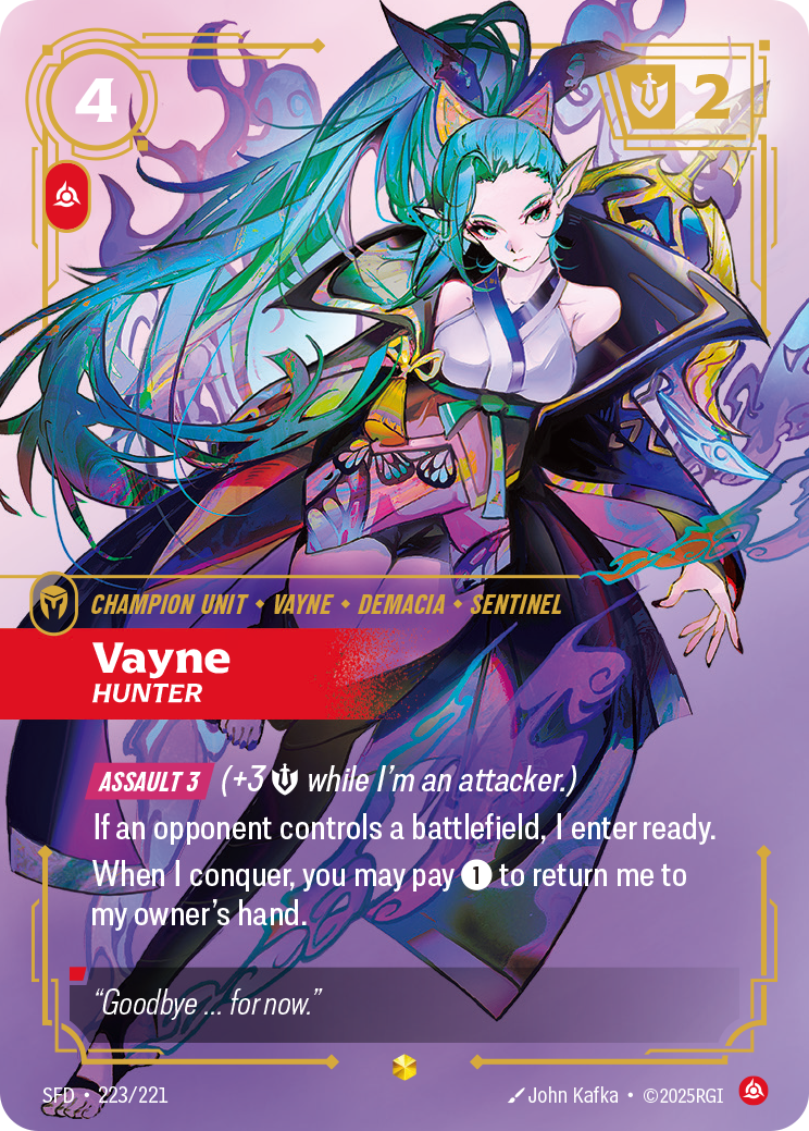 Vayne, Hunter (Overnumbered) SFD-223 - Riftbound Overnumbered, English reference artwork