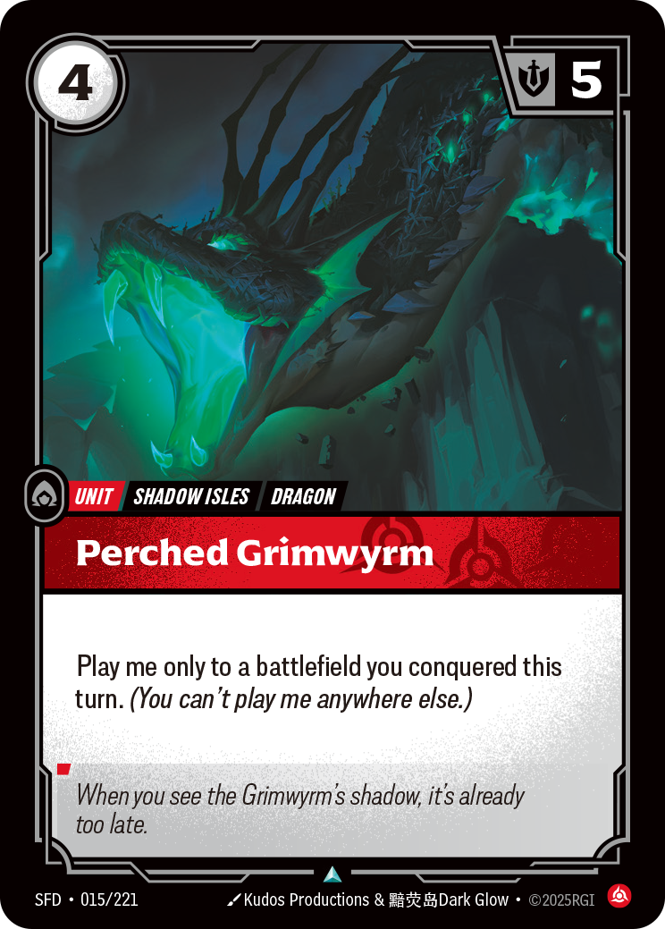 Perched Grimwyrm SFD-015 - Riftbound Standard Art, English reference artwork