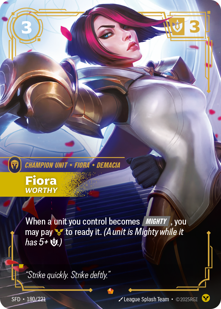 Fiora, Worthy SFD-180 - Riftbound Standard Art, English reference artwork