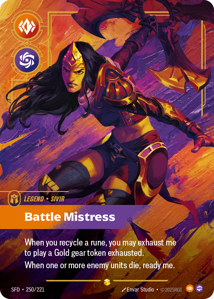 Sivir, Battle Mistress (Overnumbered) SFD-250 - Riftbound Overnumbered, English reference artwork