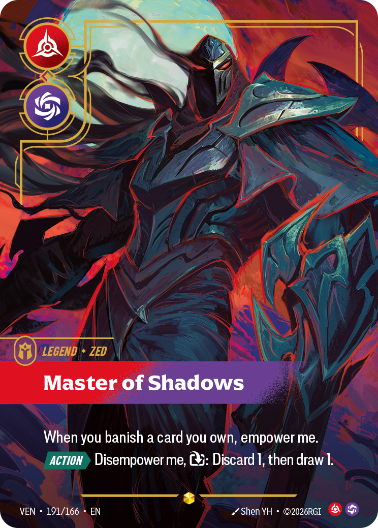 Zed, Master of Shadows (Overnumbered) VEN-191 - Riftbound Overnumbered, English reference artwork