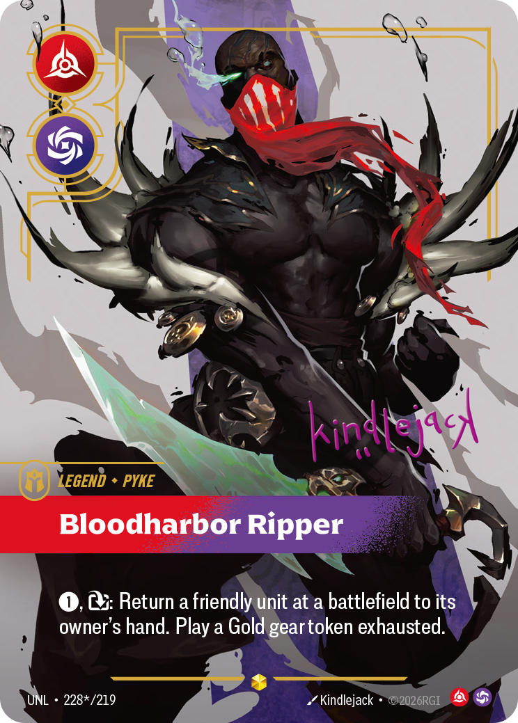 Pyke, Bloodharbor Ripper (Signature) UNL-228S - Riftbound Signature, English reference artwork