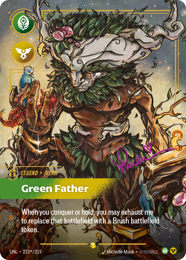 Ivern, Green Father (Signature) UNL-233S - Riftbound Signature, English reference artwork