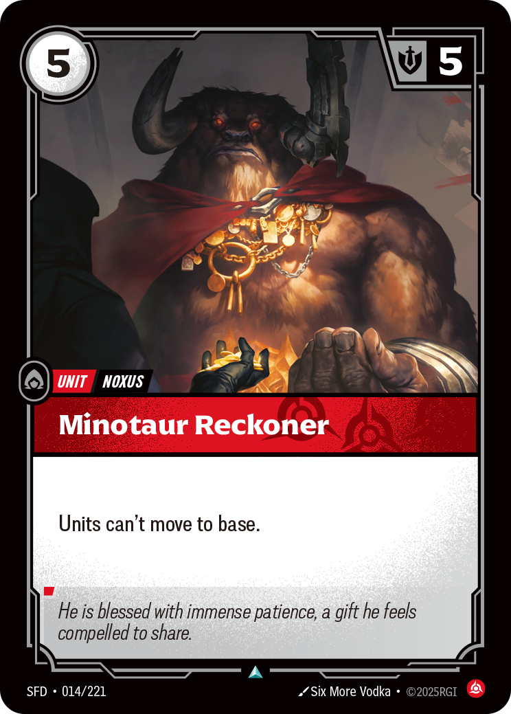 Minotaur Reckoner SFD-014 - Riftbound Standard Art, English reference artwork