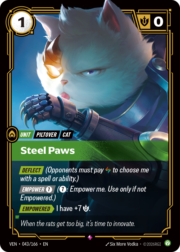Steel Paws VEN-043 - Riftbound Standard Art, English reference artwork