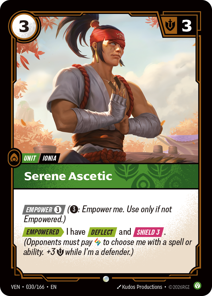 Serene Ascetic VEN-030 - Riftbound Standard Art, English reference artwork