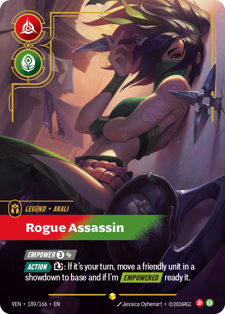 Akali, Rogue Assassin (Overnumbered) VEN-189 - Riftbound Overnumbered, English reference artwork