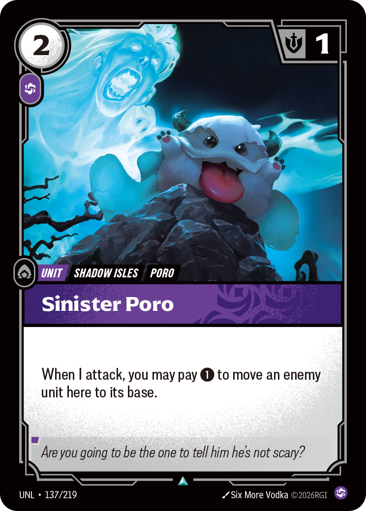 Sinister Poro UNL-137 - Riftbound Standard Art, English reference artwork