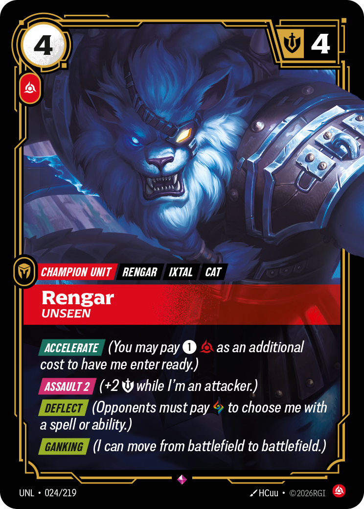 Rengar, Unseen UNL-024 - Riftbound Standard Art, English reference artwork
