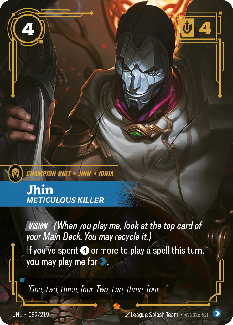 Jhin, Meticulous Killer UNL-089 - Riftbound Standard Art, English reference artwork