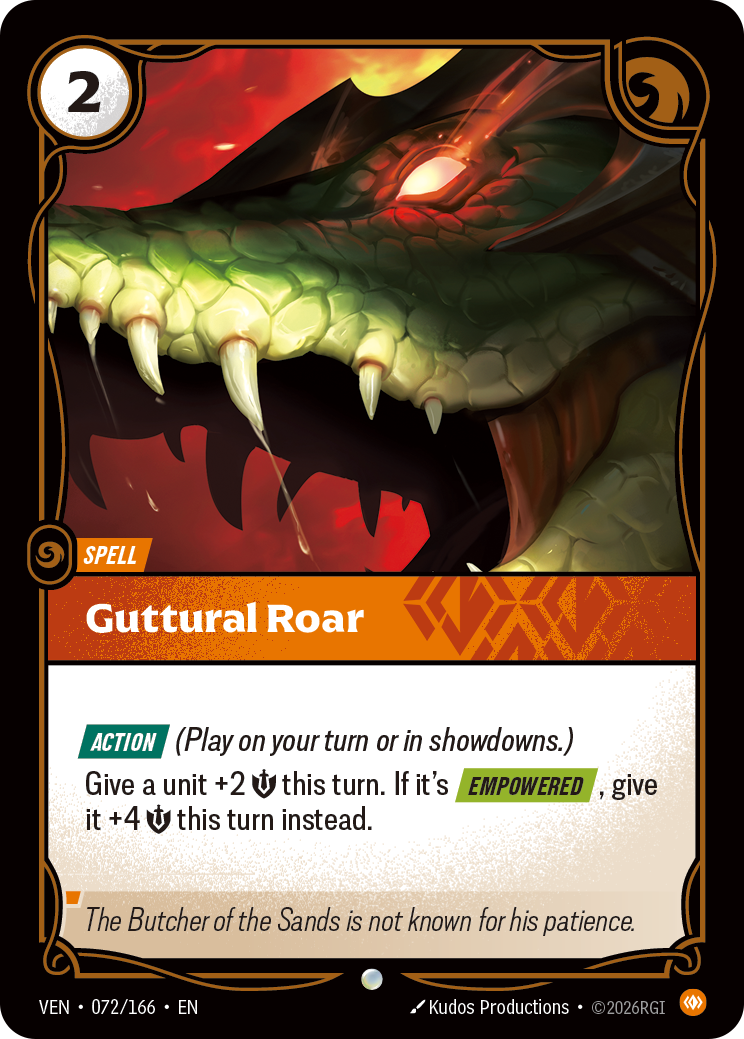Guttural Roar VEN-072 - Riftbound Standard Art, English reference artwork