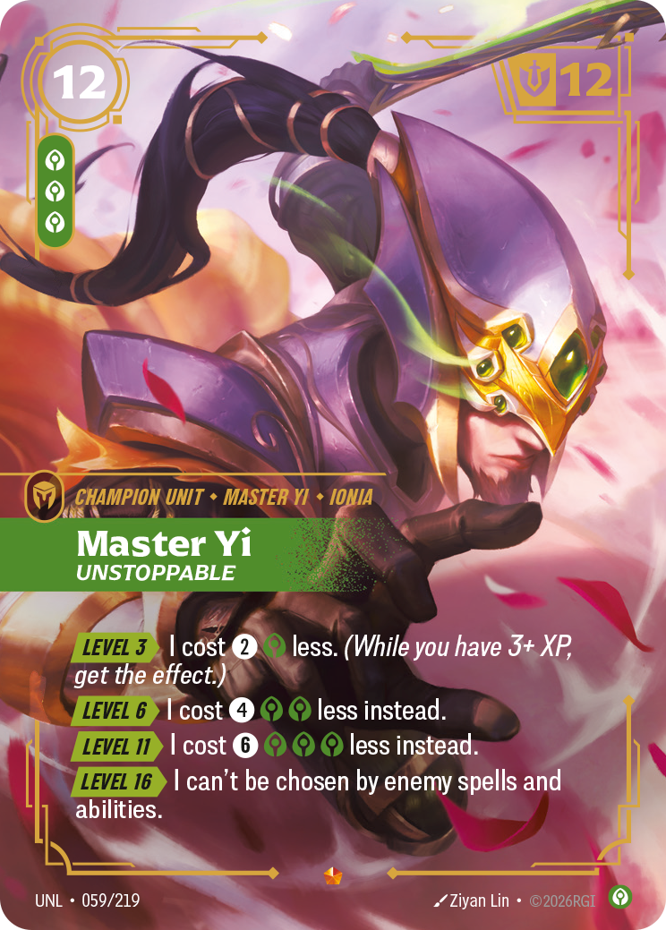 Master Yi, Unstoppable UNL-059 - Riftbound Standard Art, English reference artwork