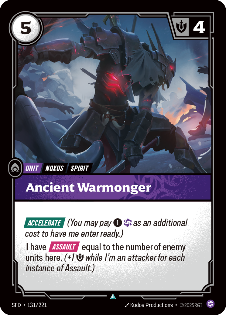 Ancient Warmonger SFD-131 - Riftbound Standard Art, English reference artwork