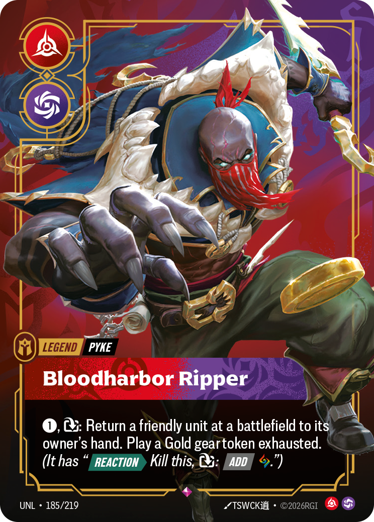 Pyke, Bloodharbor Ripper UNL-185 - Riftbound Standard Art, English reference artwork