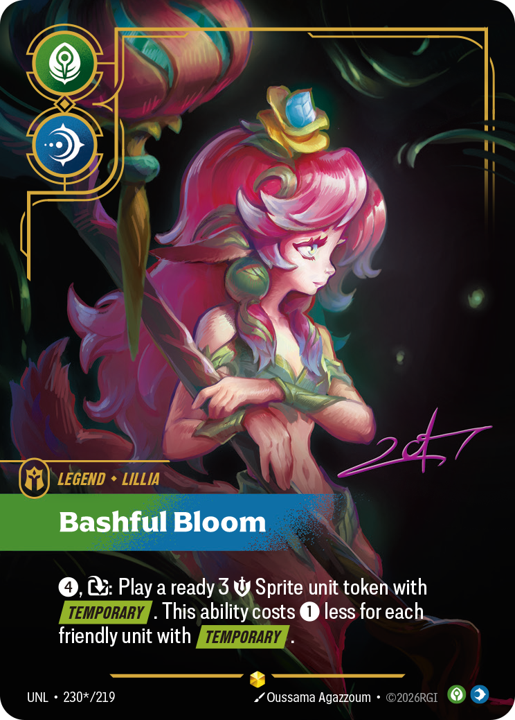 Lillia, Bashful Bloom (Signature) UNL-230S - Riftbound Signature, English reference artwork