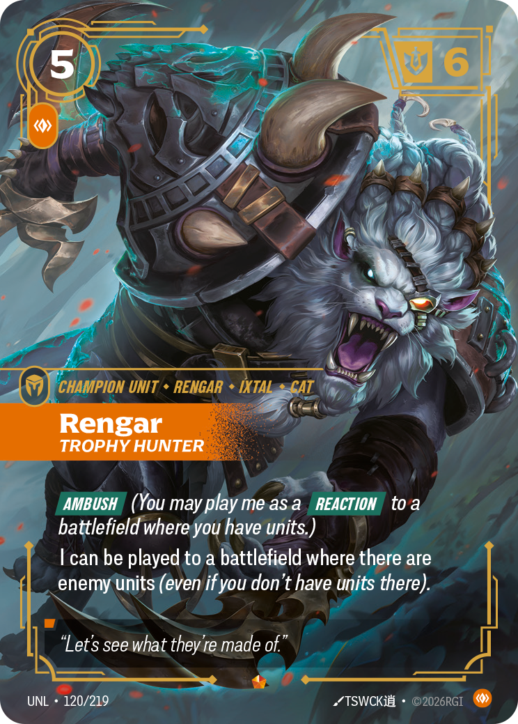 Rengar, Trophy Hunter UNL-120 - Riftbound Standard Art, English reference artwork