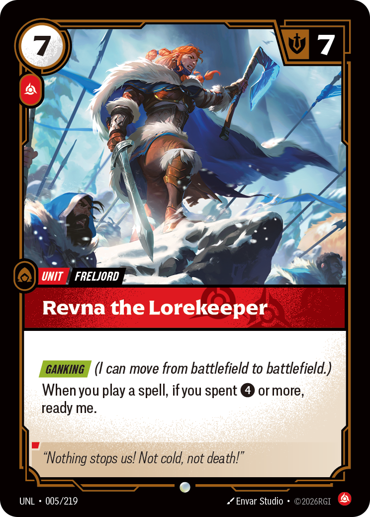 Revna the Lorekeeper UNL-005 - Riftbound Standard Art, English reference artwork