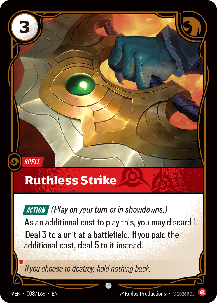 Ruthless Strike VEN-008 - Riftbound Standard Art, English reference artwork