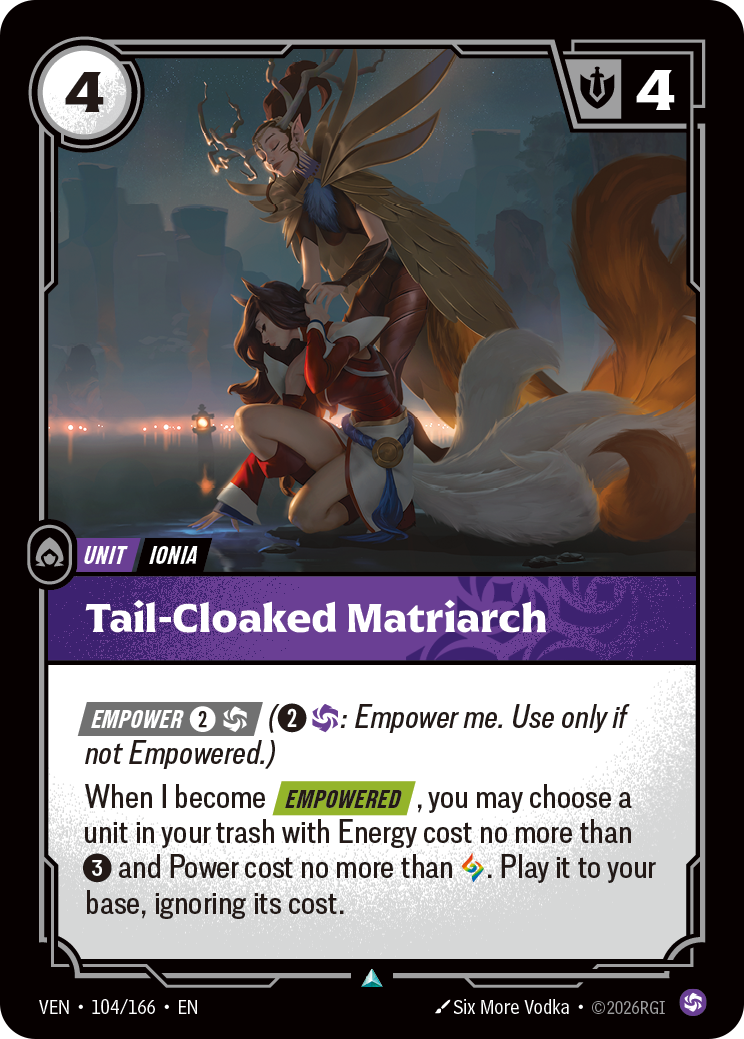 Tail-Cloaked Matriarch VEN-104 - Riftbound Standard Art, English reference artwork