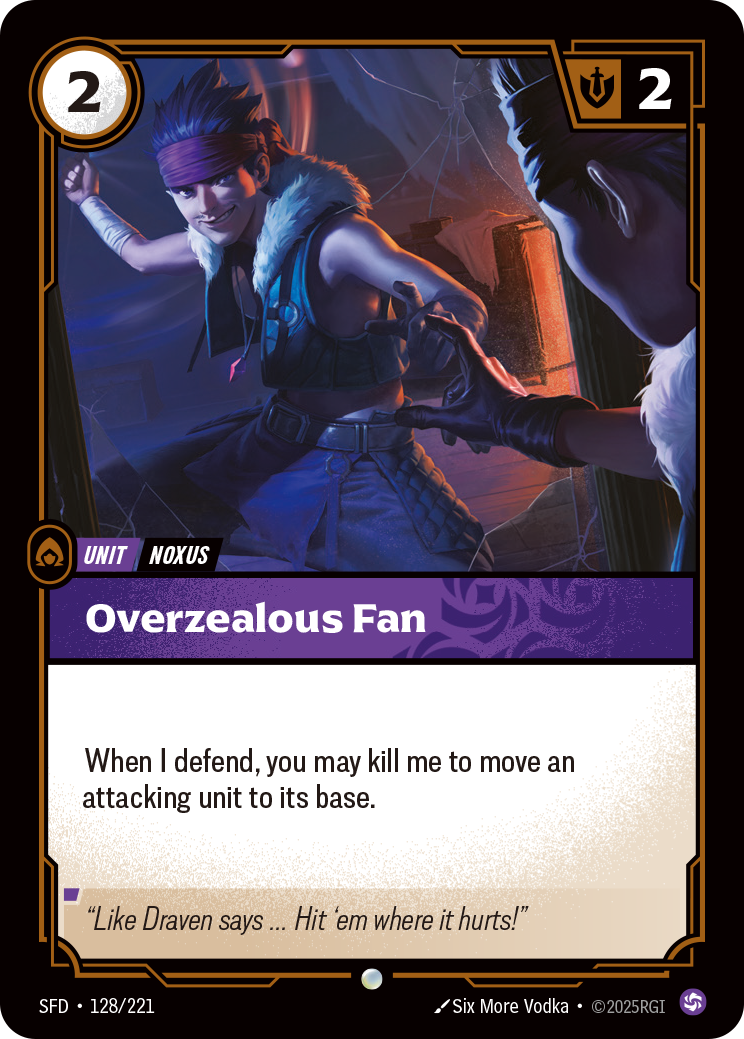 Overzealous Fan SFD-128 - Riftbound Standard Art, English reference artwork