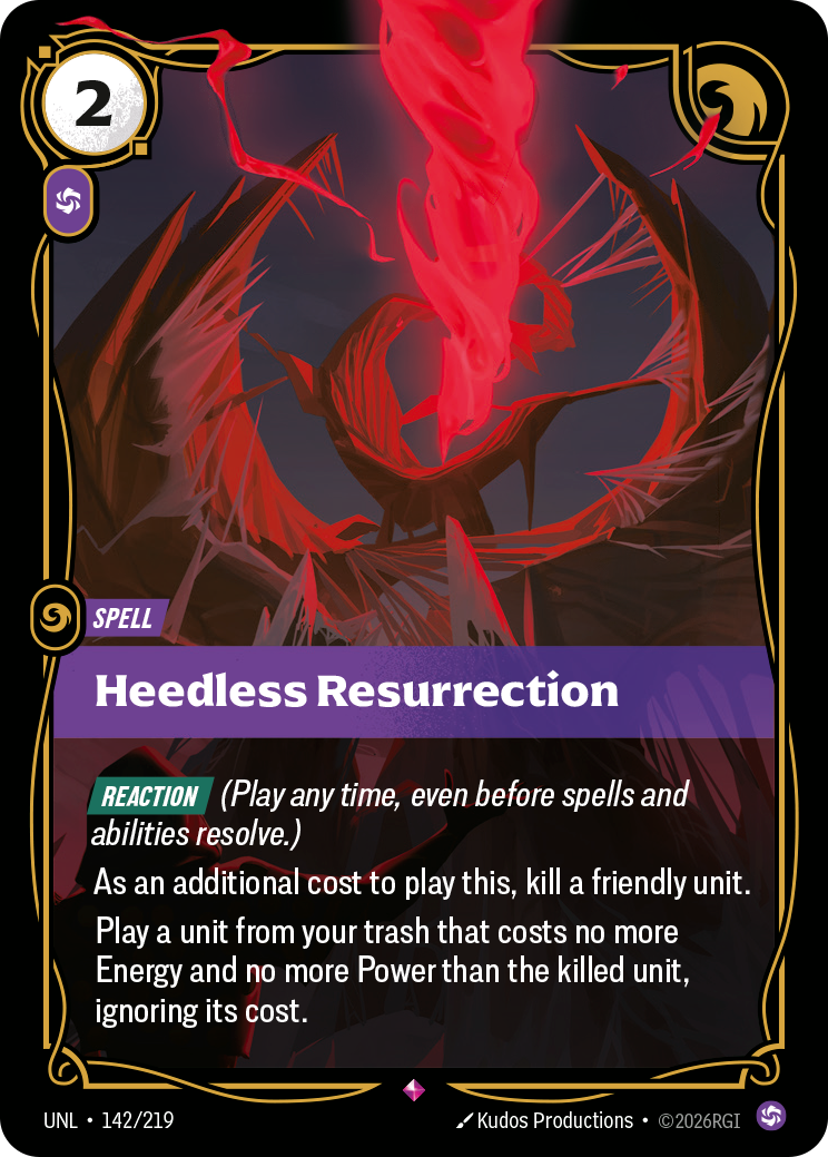 Heedless Resurrection UNL-142 - Riftbound Standard Art, English reference artwork