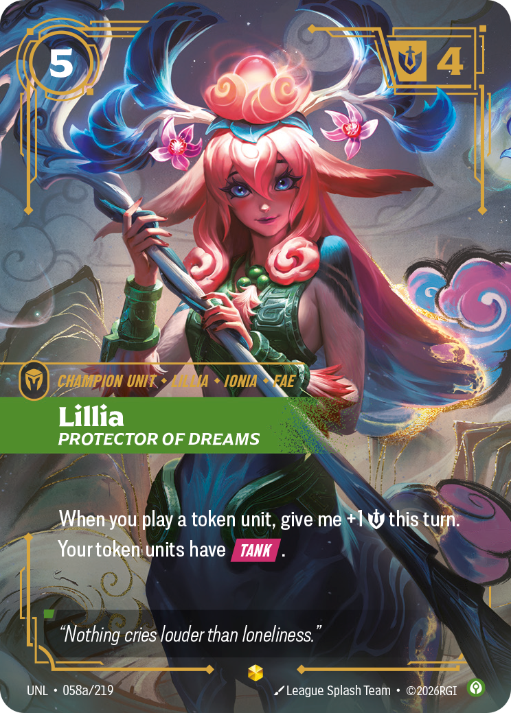 Lillia, Protector of Dreams (Alternate Art) UNL-058A - Riftbound Alternate Art, English reference artwork
