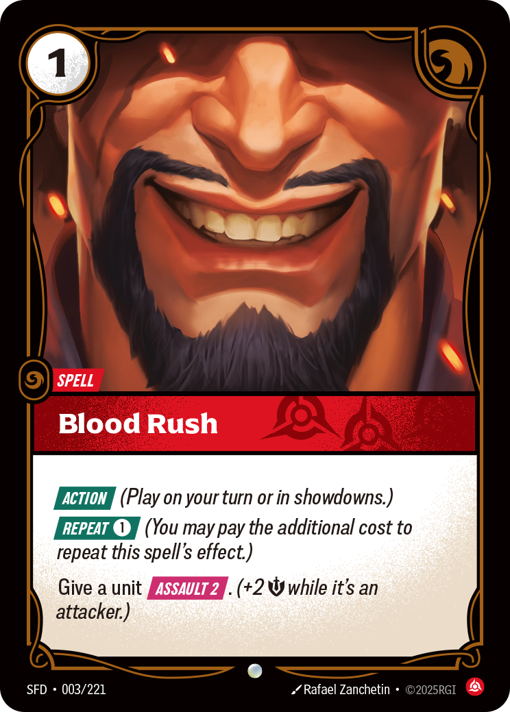 Blood Rush SFD-003 - Riftbound Standard Art, English reference artwork