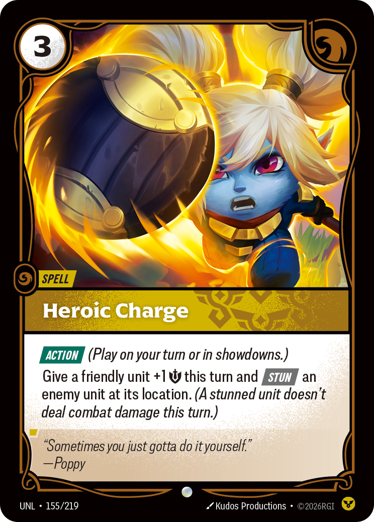 Heroic Charge UNL-155 - Riftbound Standard Art, English reference artwork