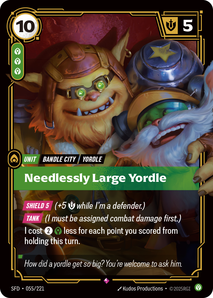 Needlessly Large Yordle SFD-055 - Riftbound Standard Art, English reference artwork