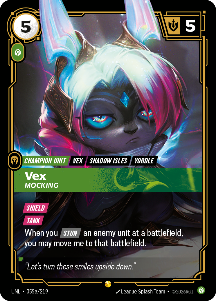 Vex, Mocking (Alternate Art) UNL-055A - Riftbound Alternate Art, English reference artwork