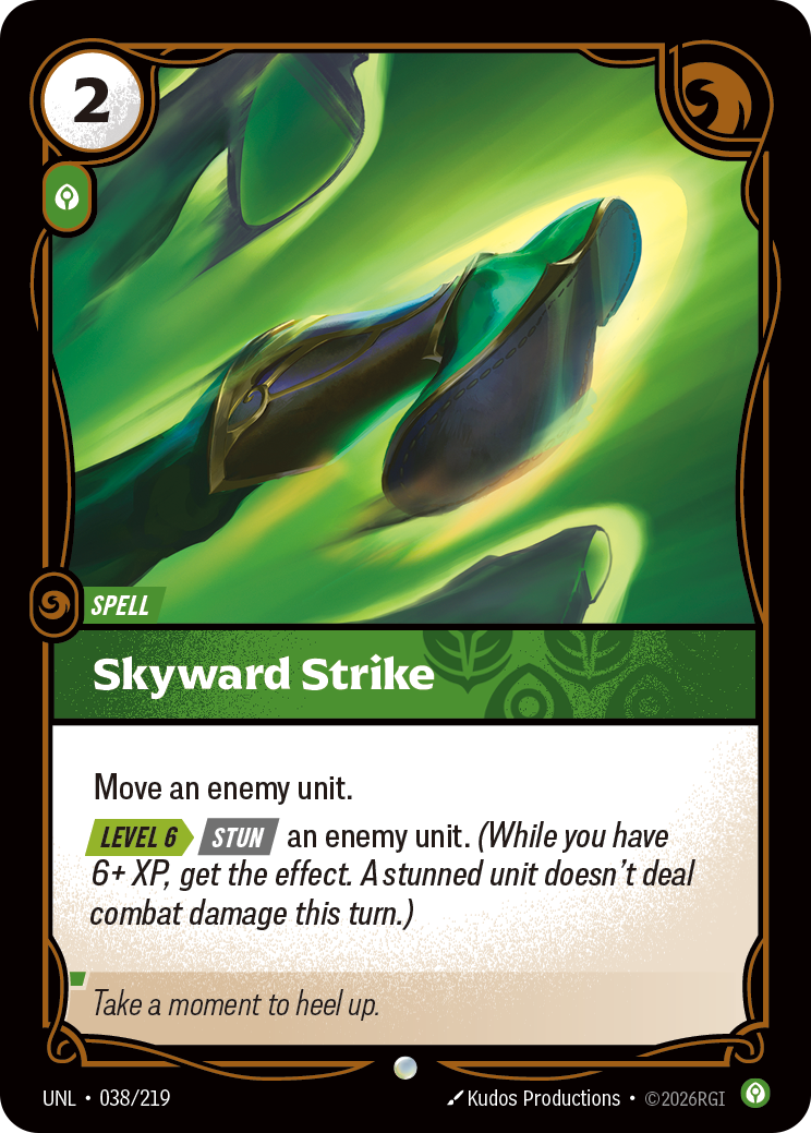 Skyward Strike UNL-038 - Riftbound Standard Art, English reference artwork