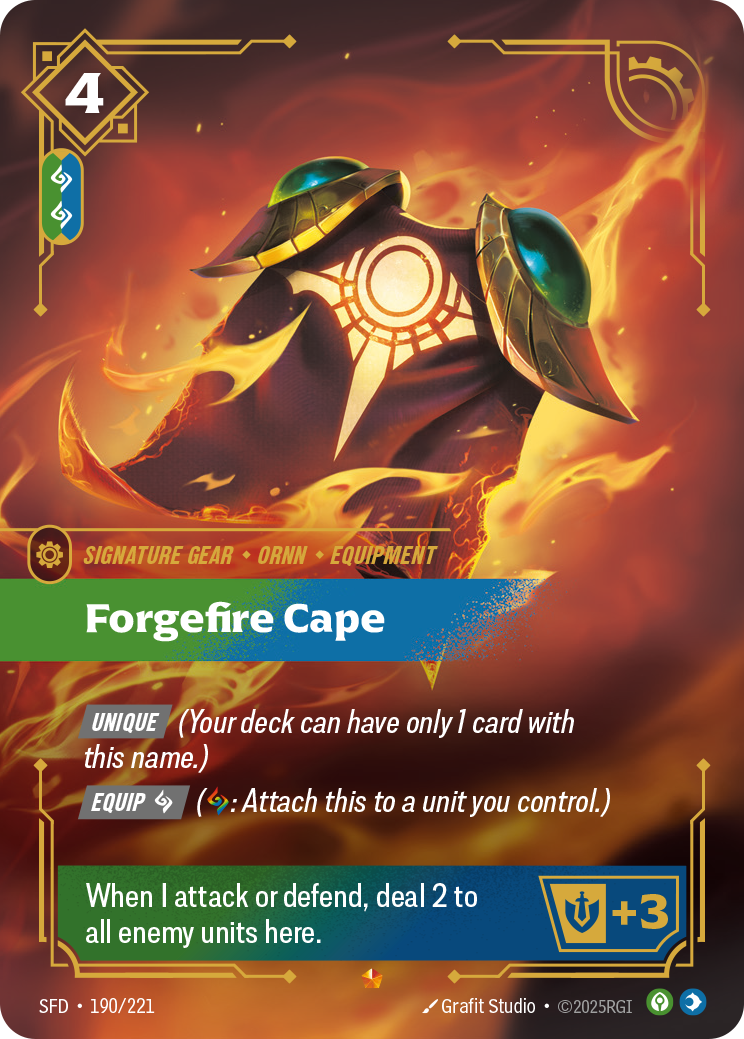 Forgefire Cape SFD-190 - Riftbound Standard Art, English reference artwork