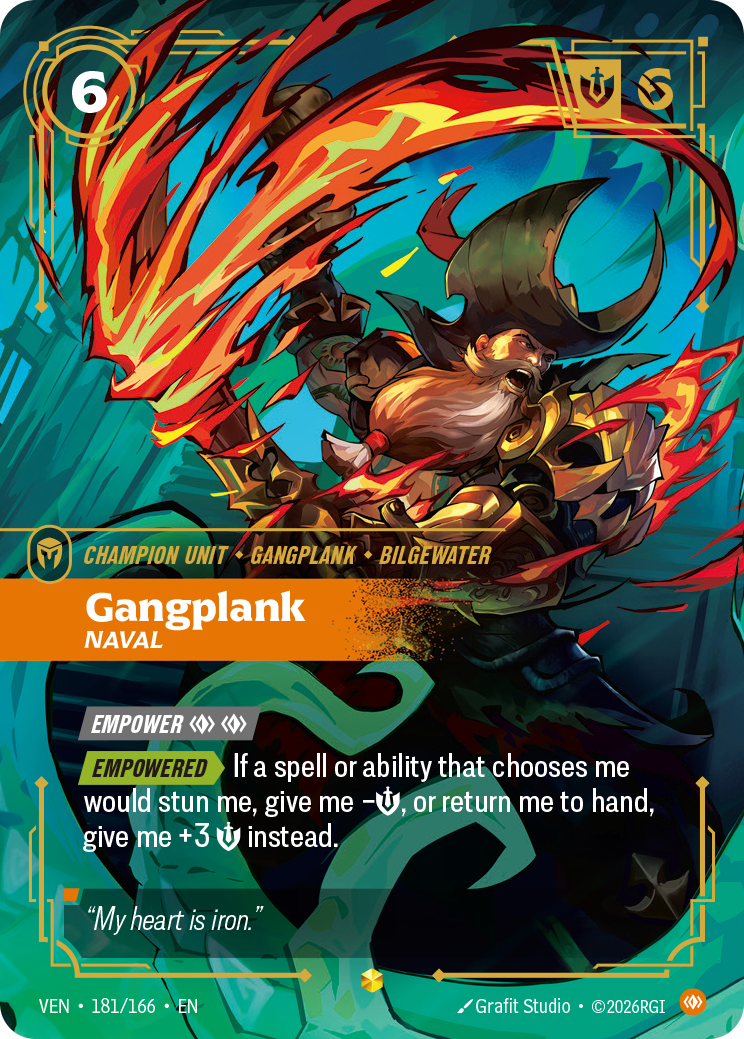 Gangplank, Naval (Overnumbered) VEN-181 - Riftbound Overnumbered, English reference artwork
