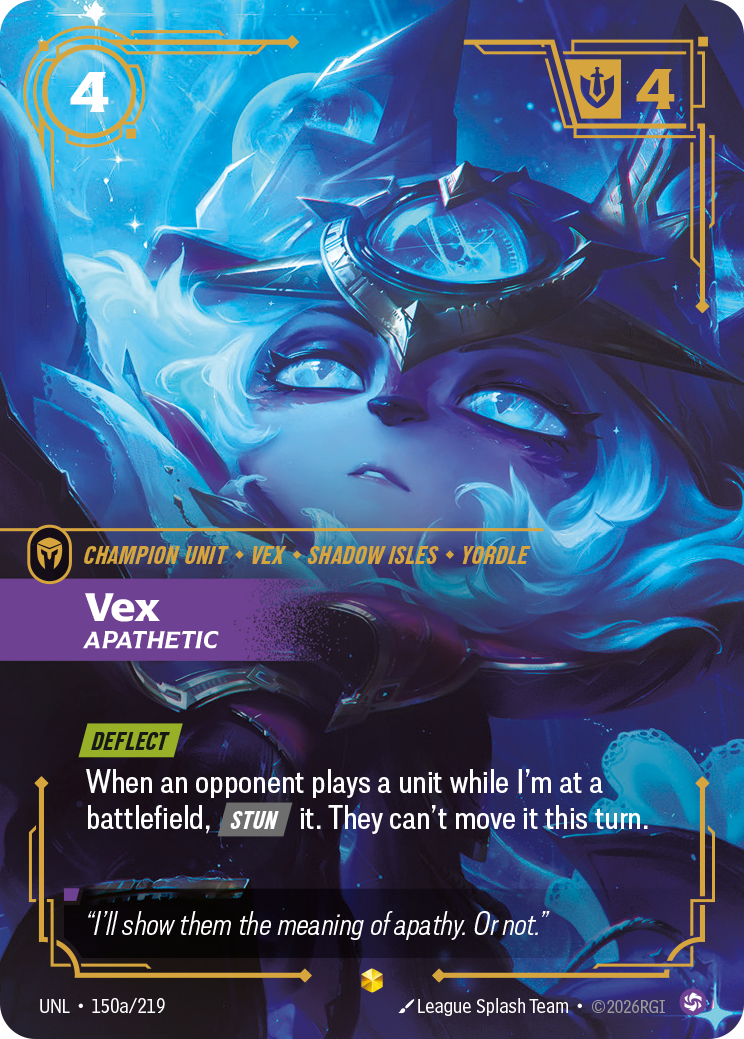Vex, Apathetic (Alternate Art) UNL-150A - Riftbound Alternate Art, English reference artwork